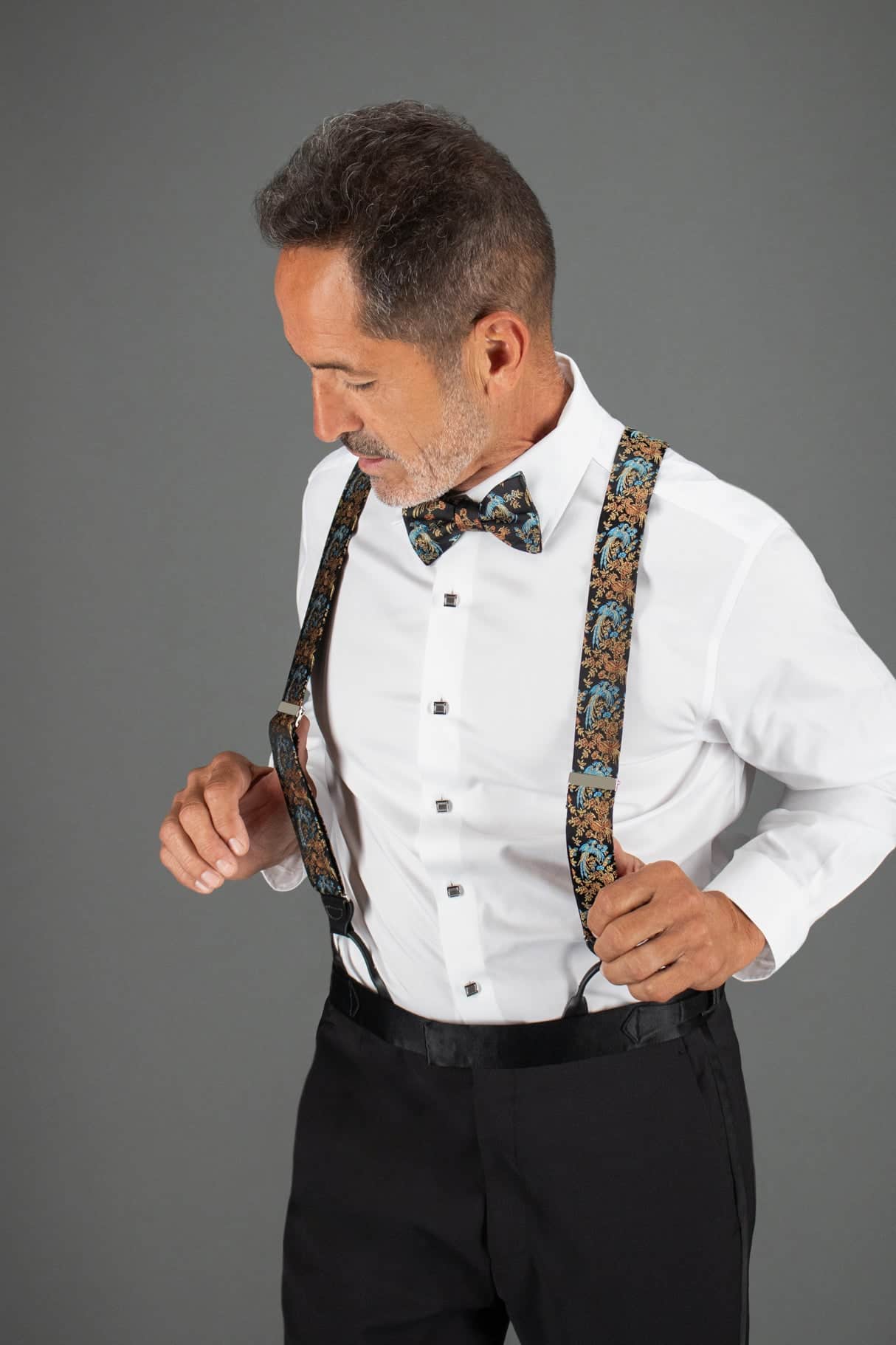 Birds of Prosperity Silk Button End Braces and Bow Tie Set - Image 8