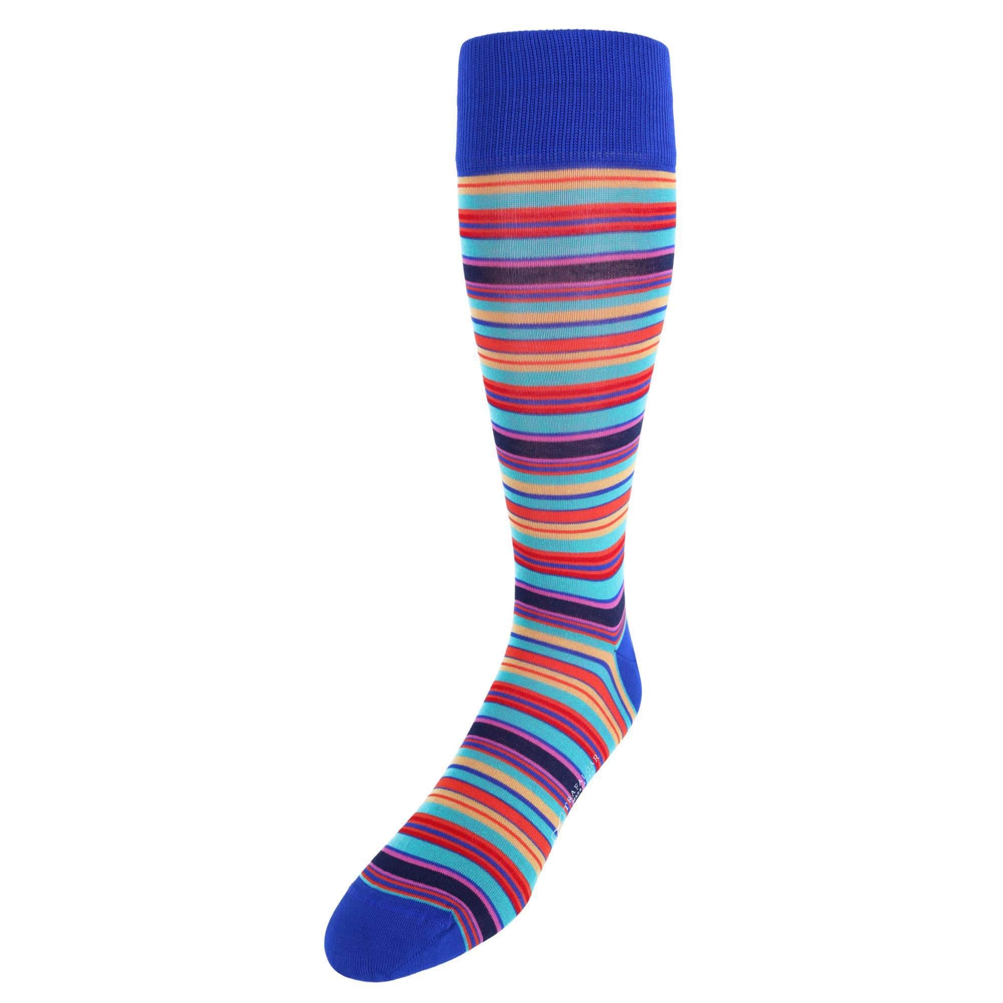 Brady Multi Stripe Mid-Calf Mercerized Cotton Socks - Image 4