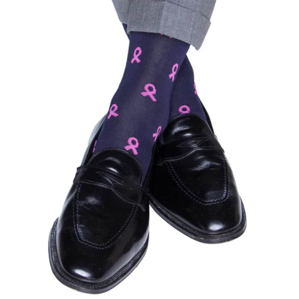 Breast Cancer Awareness Mid-Calf Mercerized Cotton Socks - Image 3