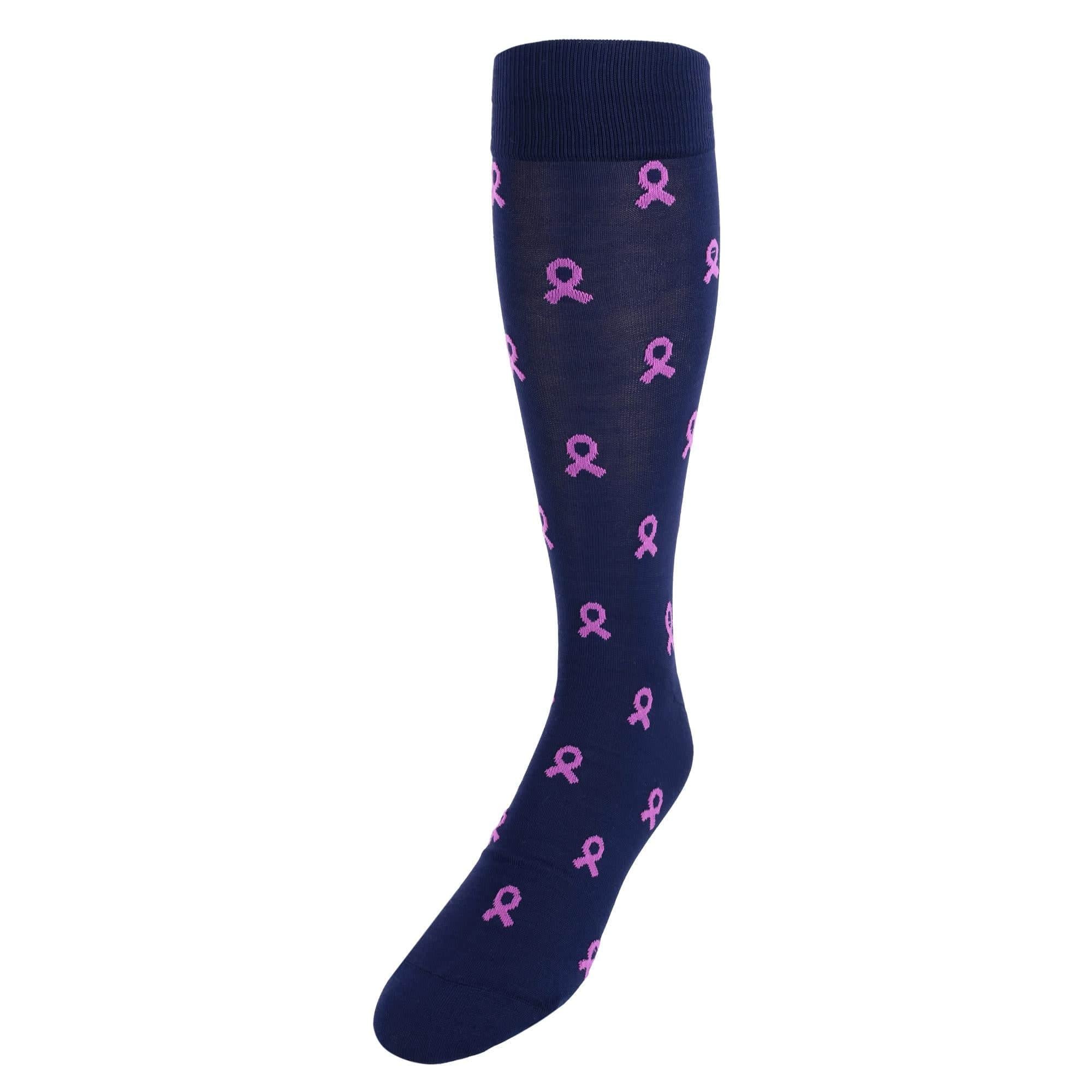 Breast Cancer Awareness Over The Calf Mercerized Cotton Socks - Image 2