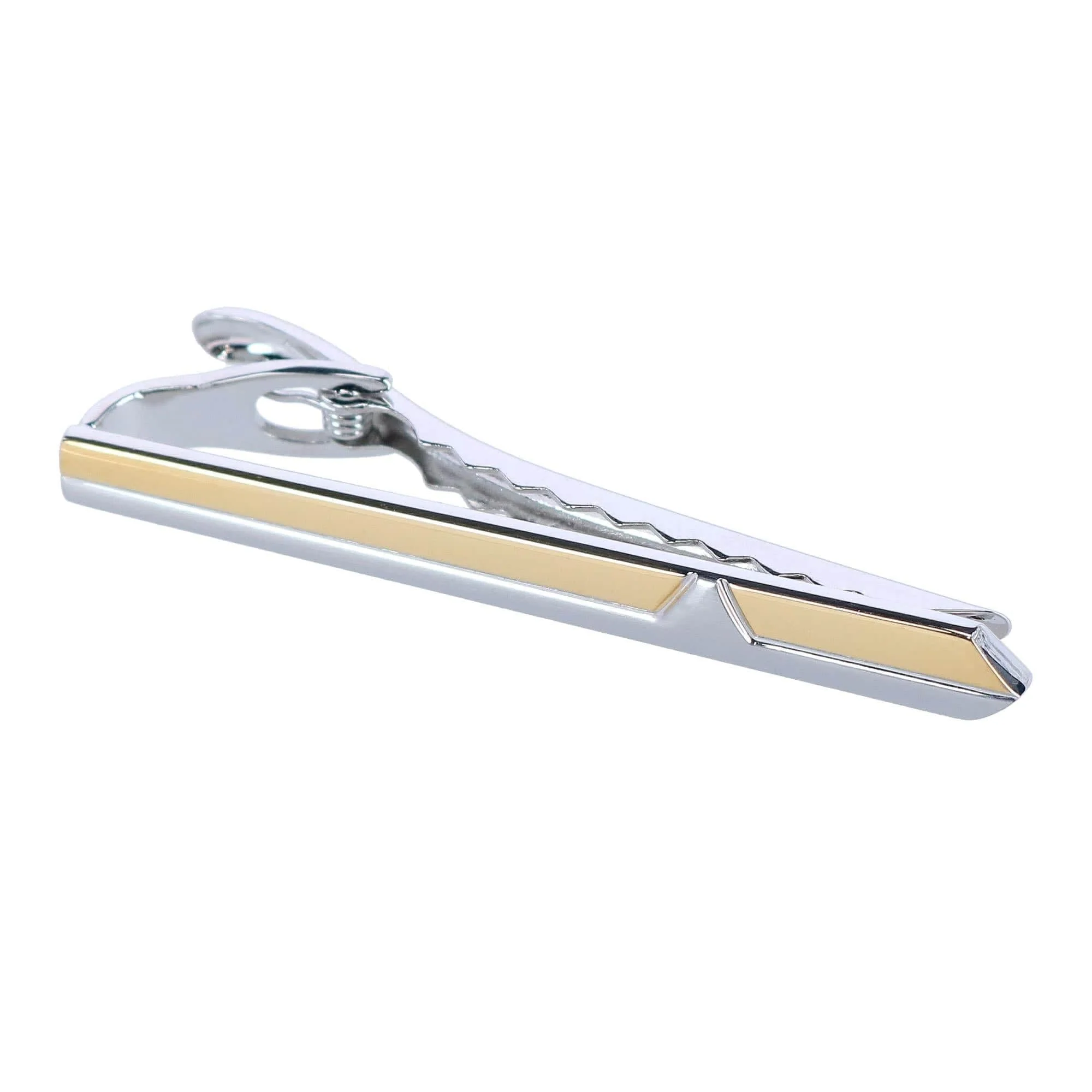 Brushed Rhodium and Shiny Gold Tie Bar
