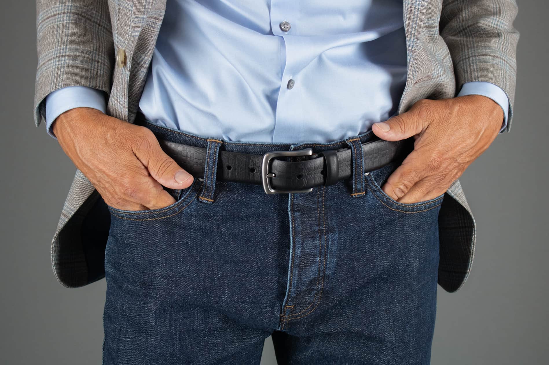 Caelen Plaid Embossed Leather Belt - Image 6