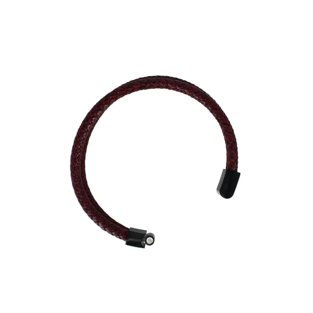 Caleb's Crimson Braided Leather Secure Clasp Bracelet - Image 4