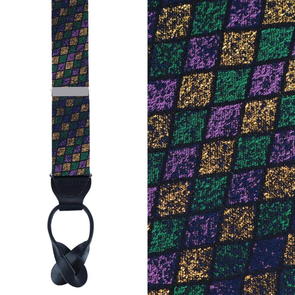 Carnival Diamond Multi-Colored Novelty Silk Button End Braces - Image 2