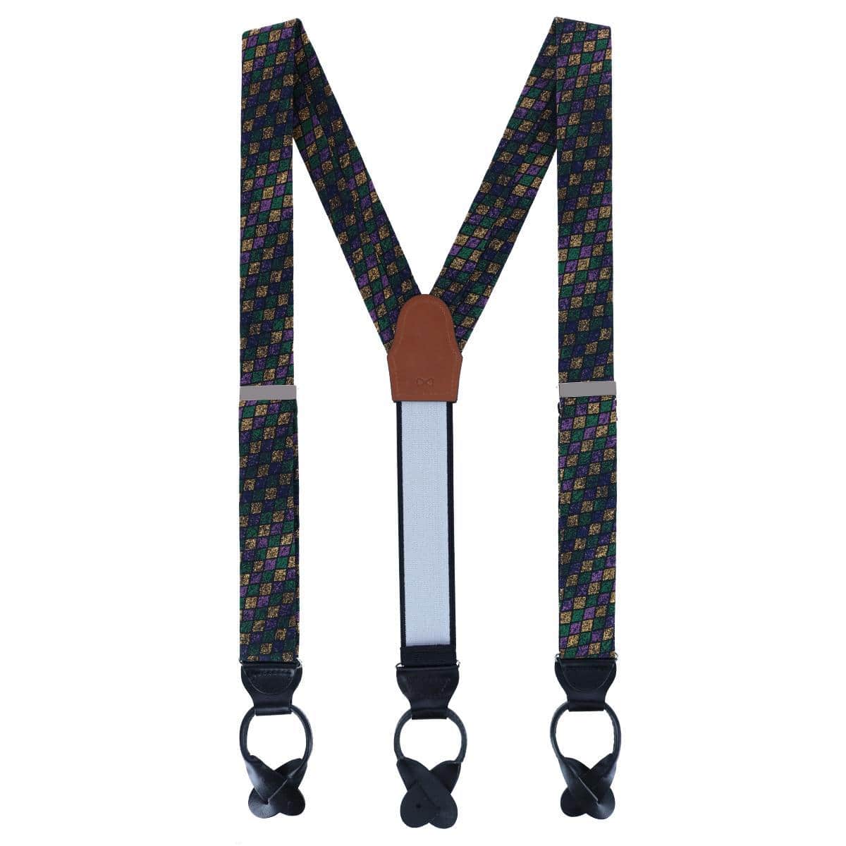 Carnival Diamond Multi-Colored Novelty Silk Button End Braces - Image 3
