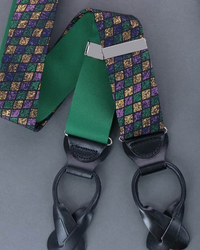 Carnival Diamond Multi-Colored Novelty Silk Button End Braces - Image 5