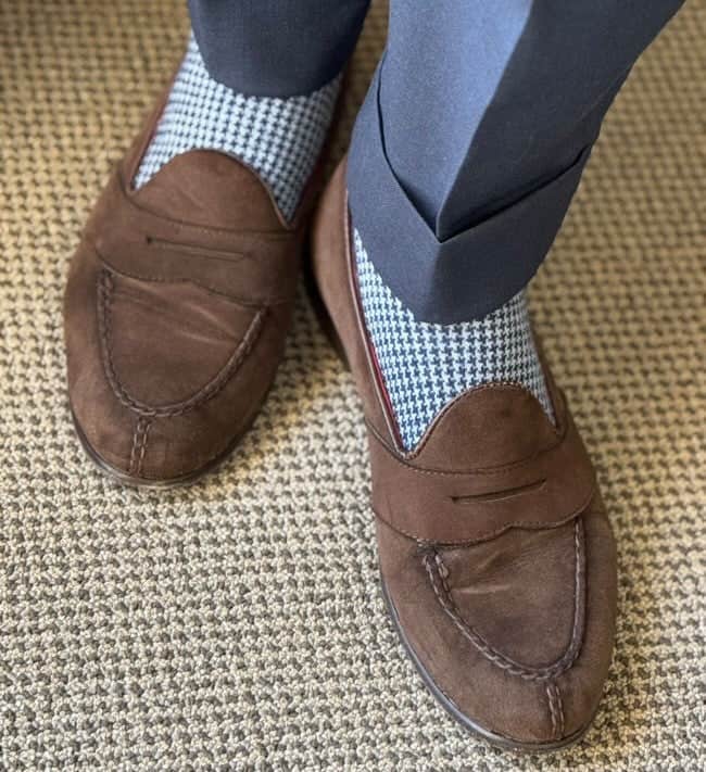 Charlie Over The Calf Houndstooth Merino Wool Socks - Image 4