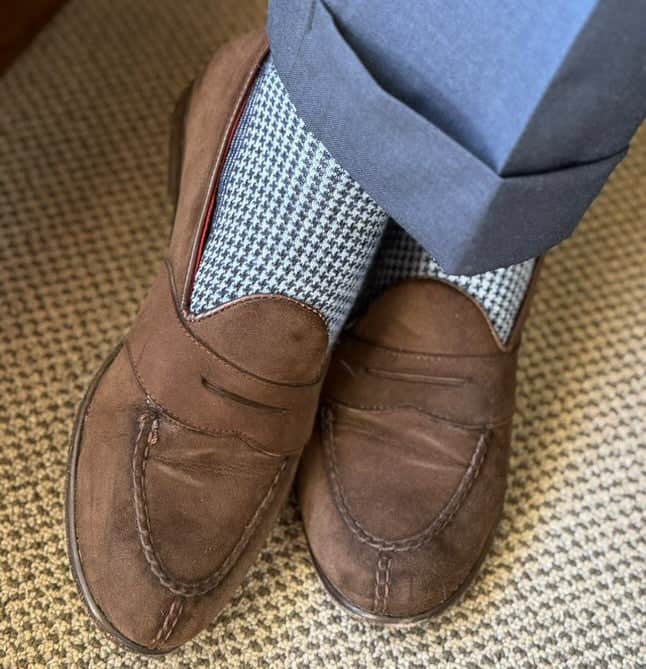 Charlie Over The Calf Houndstooth Merino Wool Socks - Image 5