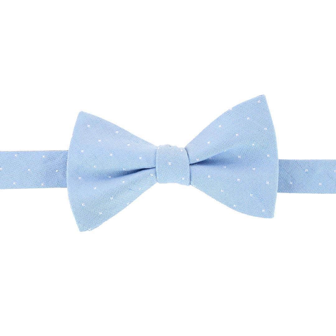 Churchill Chambray Polka Dot Linen Blend Bow Tie - Image 3