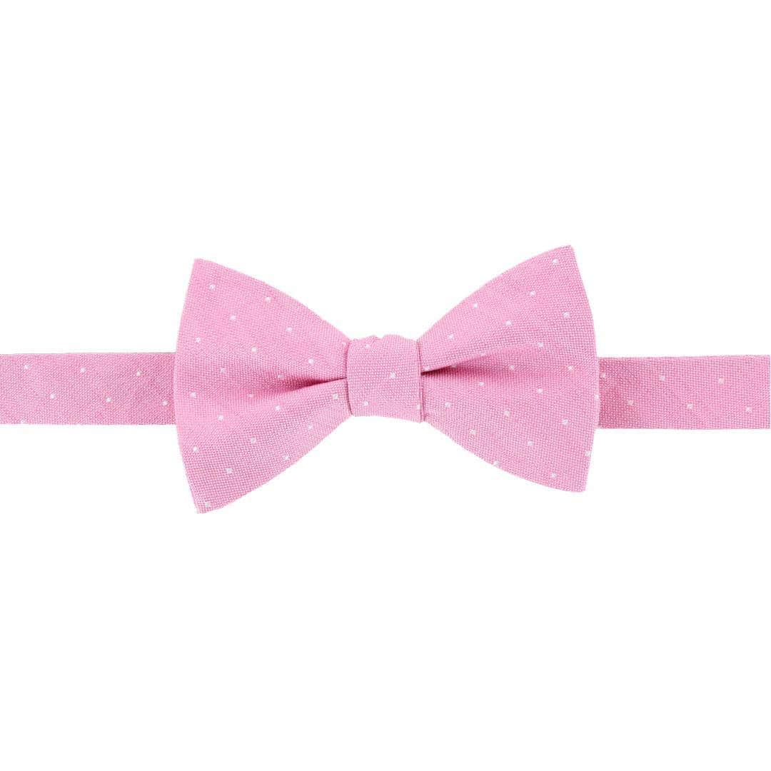 Churchill Chambray Polka Dot Linen Blend Bow Tie - Image 4