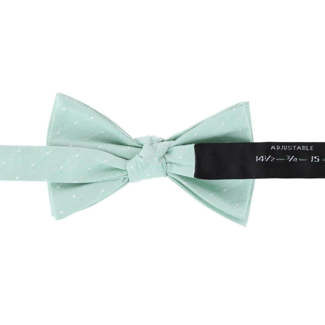 Churchill Chambray Polka Dot Linen Blend Bow Tie - Image 5