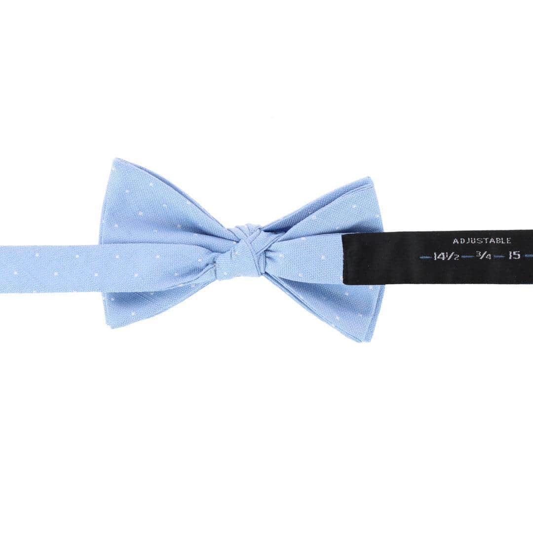Churchill Chambray Polka Dot Linen Blend Bow Tie - Image 6