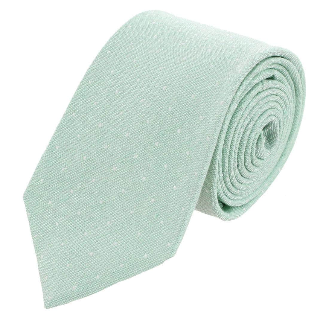 Churchill Chambray Polka Dot Linen Blend Necktie - Image 2