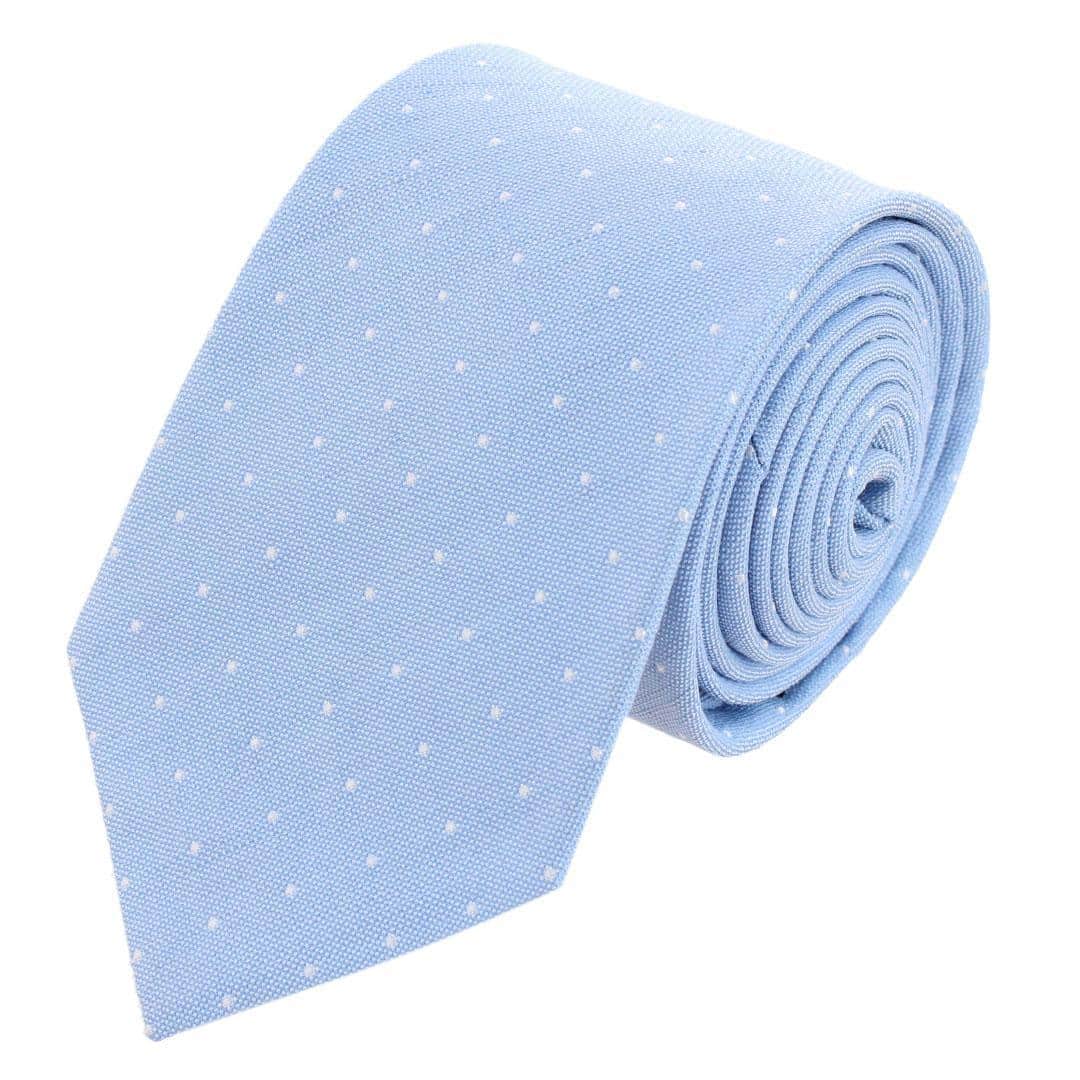 Churchill Chambray Polka Dot Linen Blend Necktie - Image 3