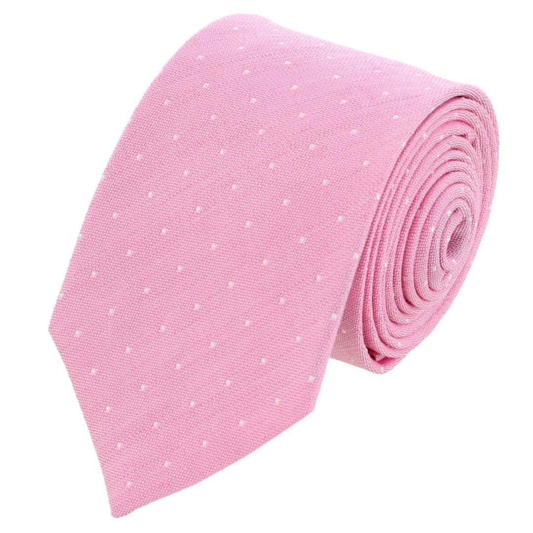 Churchill Chambray Polka Dot Linen Blend Necktie - Image 4