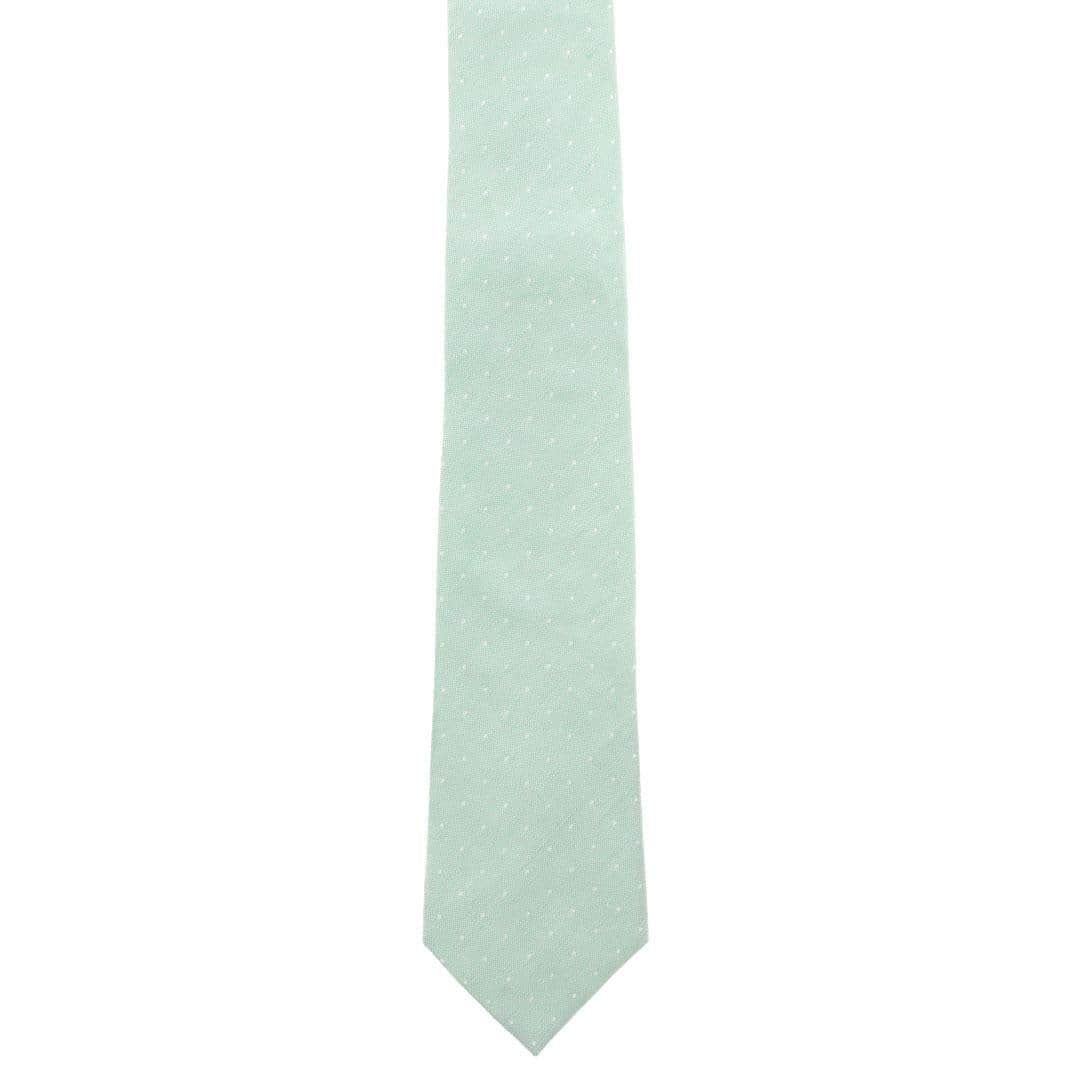 Churchill Chambray Polka Dot Linen Blend Necktie - Image 5