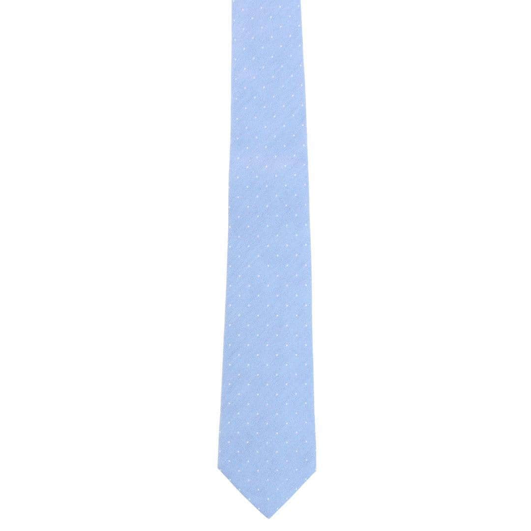 Churchill Chambray Polka Dot Linen Blend Necktie - Image 6