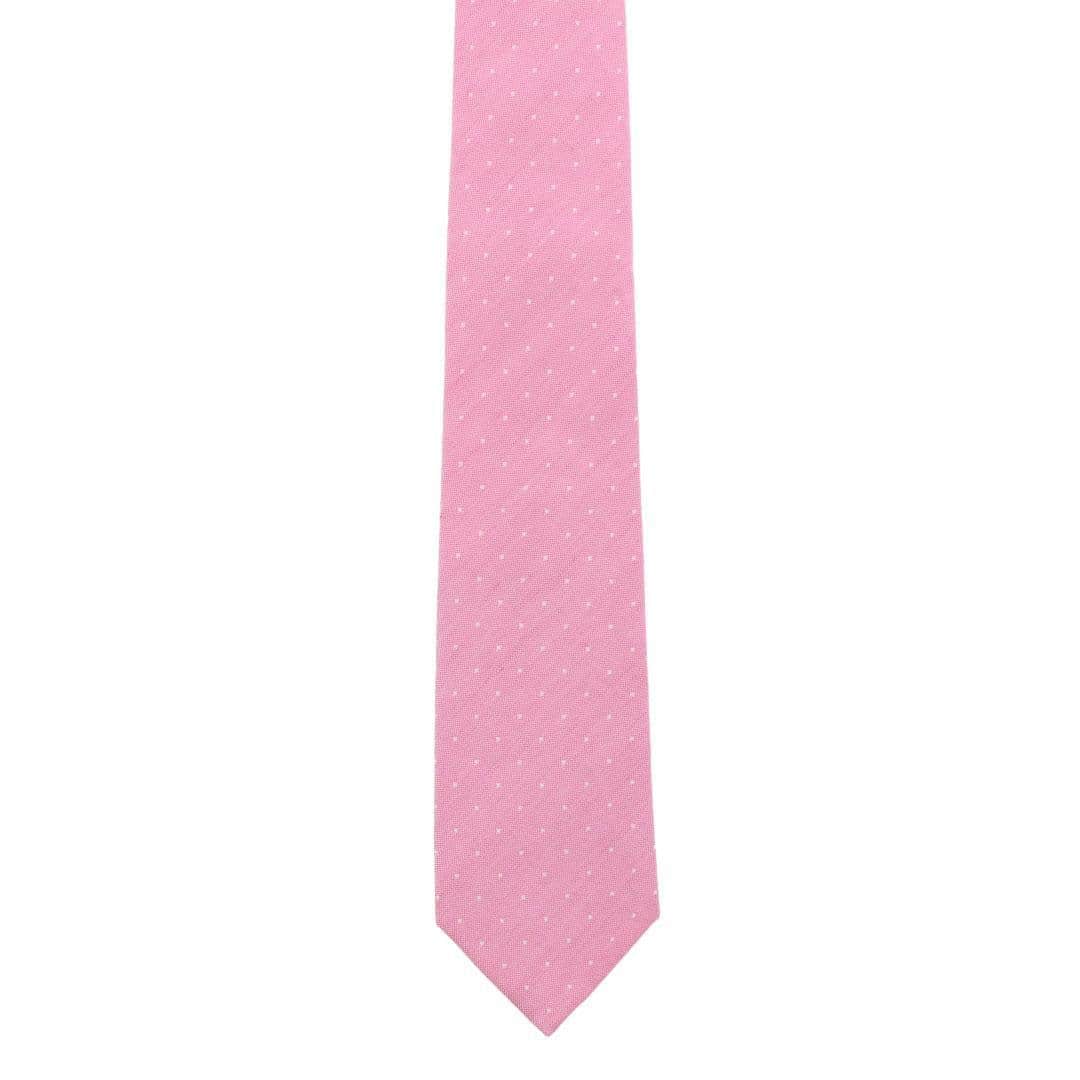 Churchill Chambray Polka Dot Linen Blend Necktie - Image 7