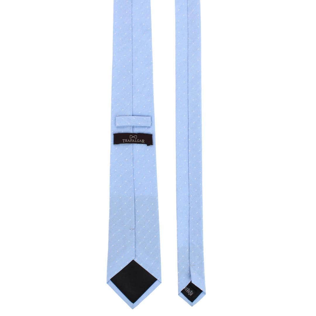 Churchill Chambray Polka Dot Linen Blend Necktie - Image 9