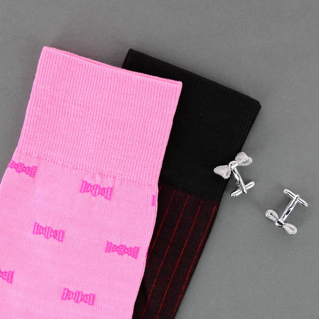Dapper Bow Tie Novelty Mid Calf Mercerized Cotton Socks (1 Pair) - Image 9