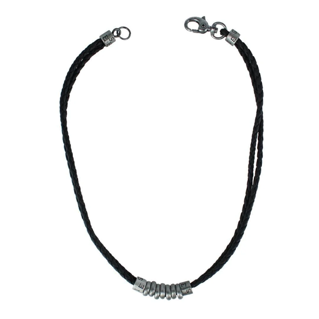 DaVinci Vegan Leather Metal Bead and Ring Necklace - Image 4