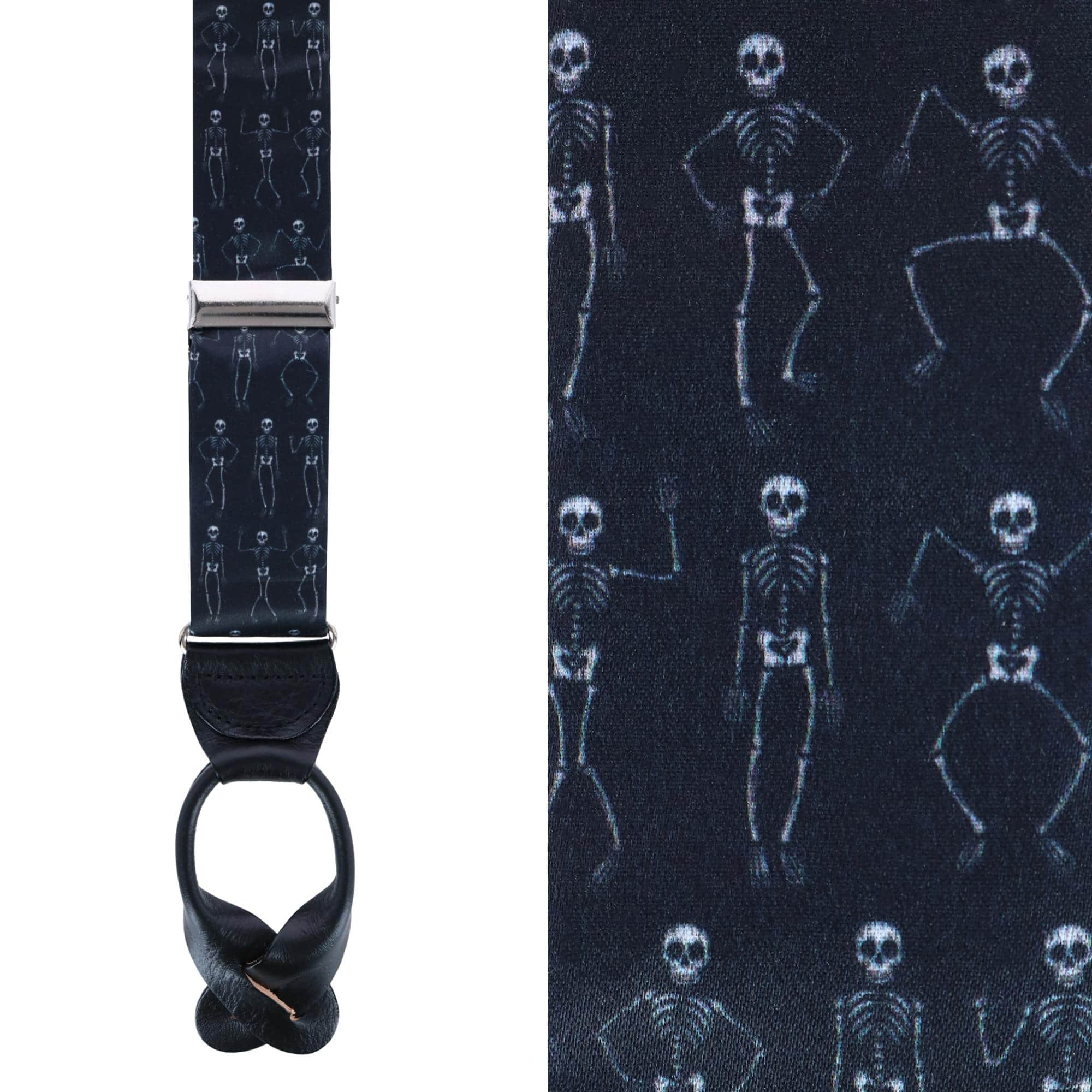 Davy Bones the Dancing Skeleton Silk Button End Braces - Image 2