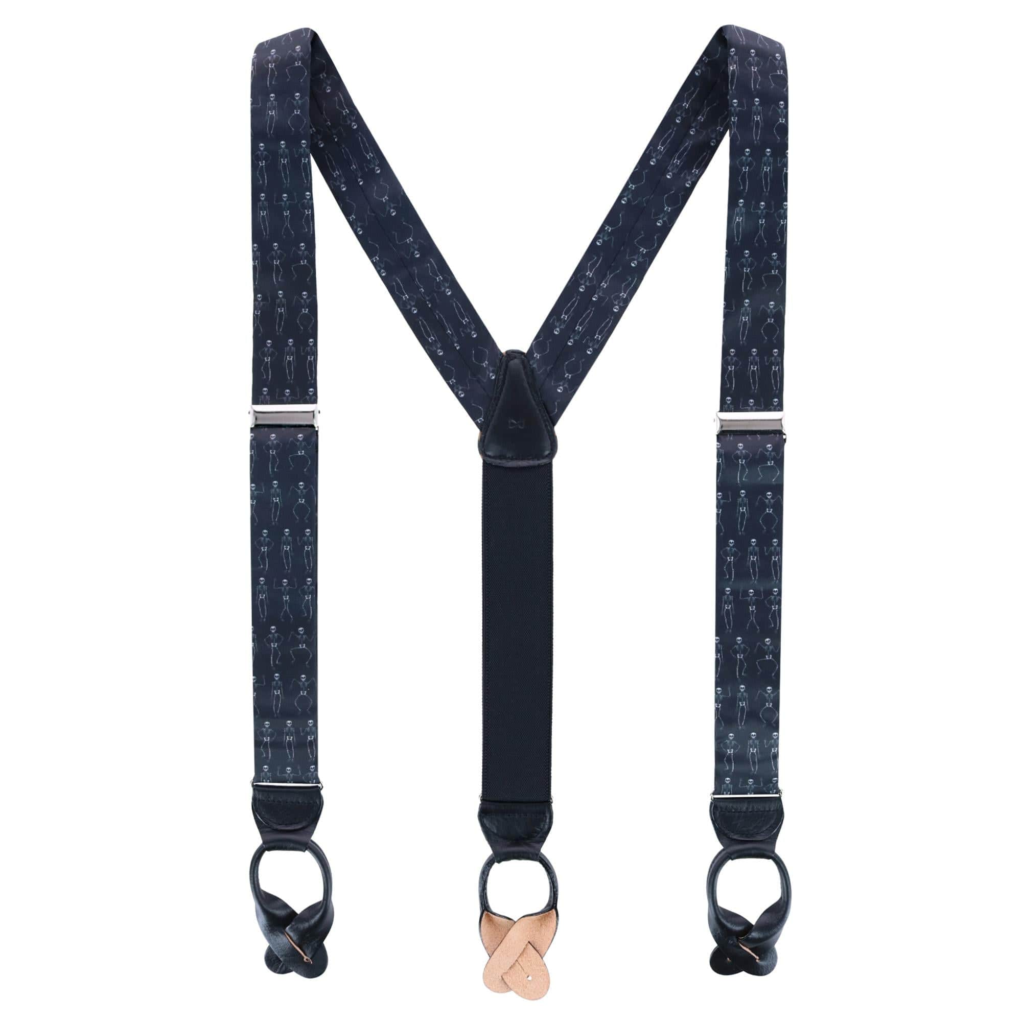 Davy Bones the Dancing Skeleton Silk Button End Braces - Image 3