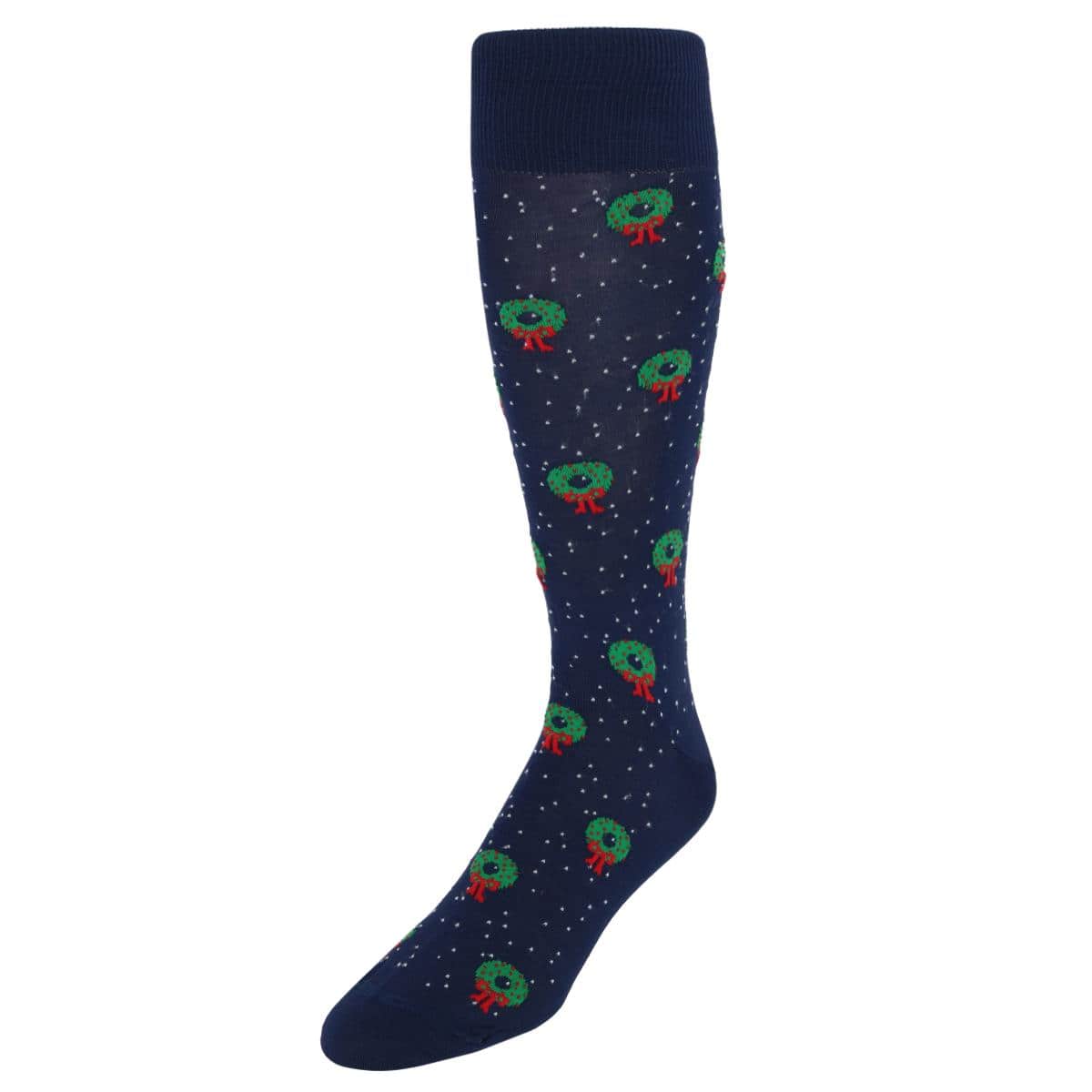 Deck The Halls Holiday Wreath Over The Calf Mercerized Cotton Socks (1 Pair) - Image 2