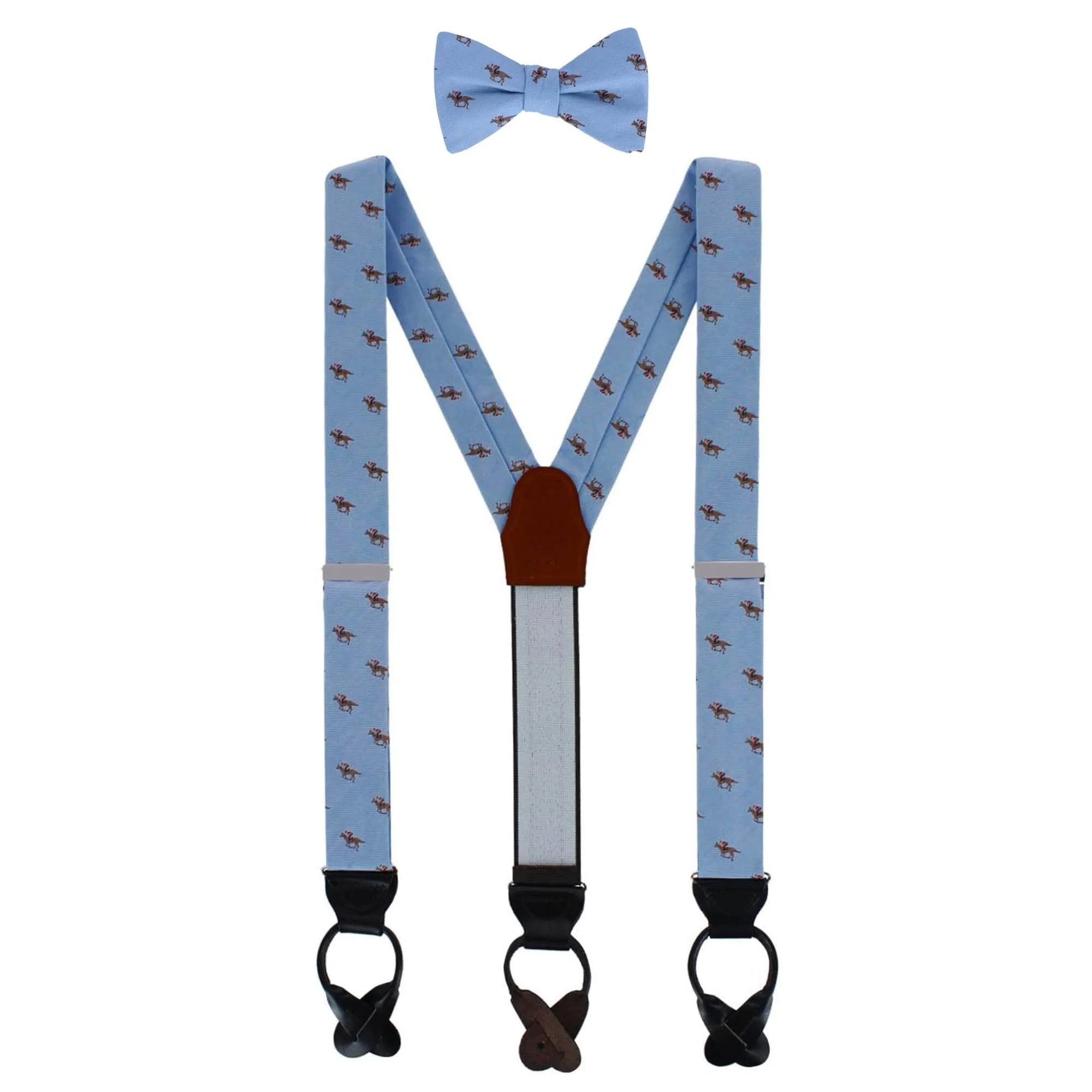 Down The Stretch Racehorse Linen Blend Braces & Bow Tie Bundle