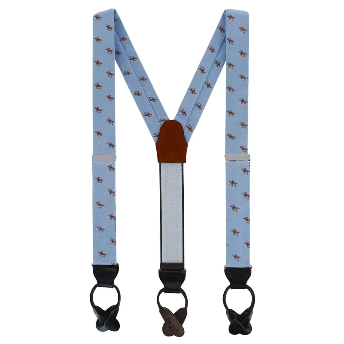 Down The Stretch Racehorse Linen Blend Button End Braces - Image 3