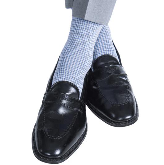Doyle Houndstooth Design Mercerized Cotton Mid-Calf Socks - Image 10