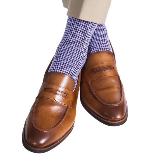 Doyle Houndstooth Design Mercerized Cotton Mid-Calf Socks - Image 16