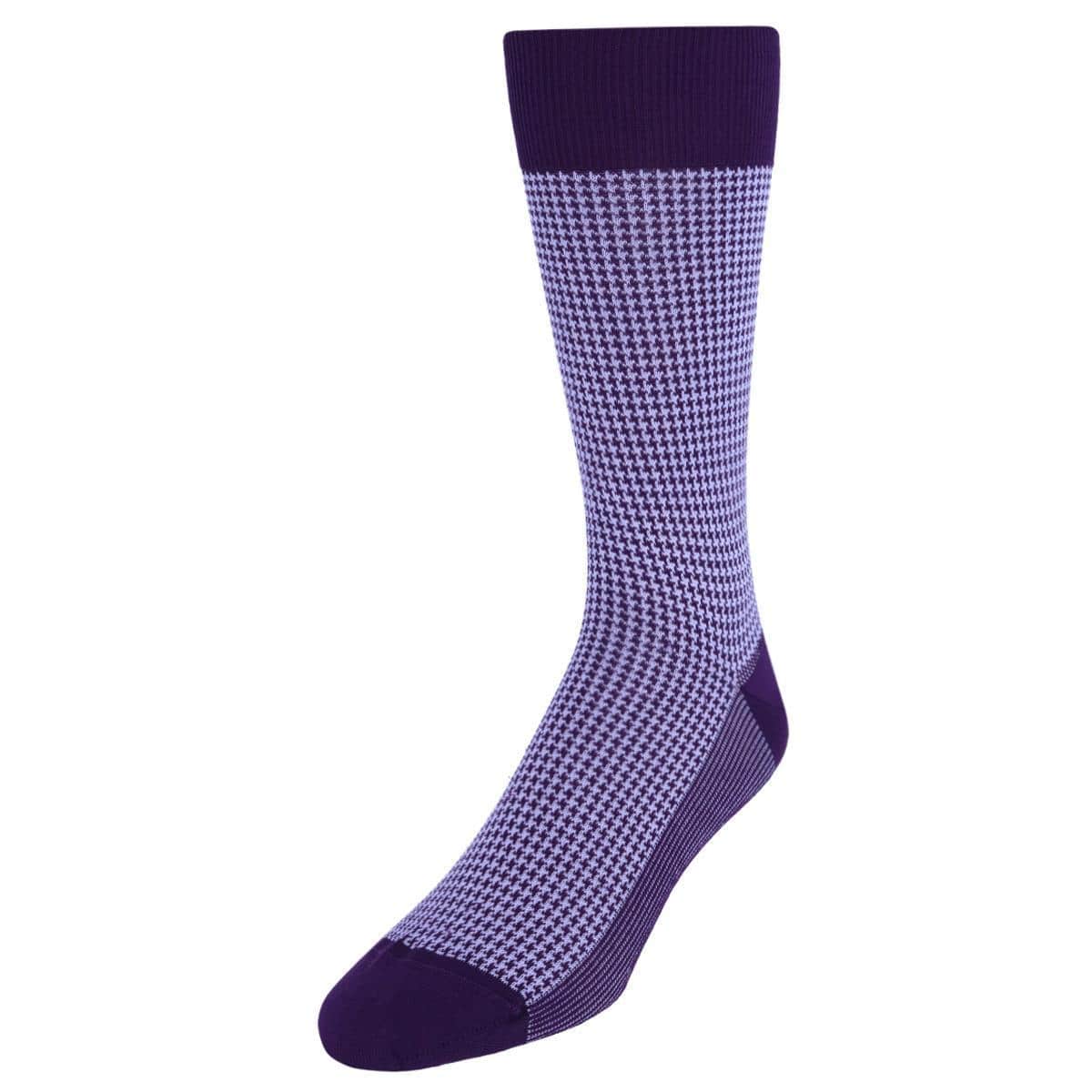 Doyle Houndstooth Design Mercerized Cotton Mid-Calf Socks - Image 5