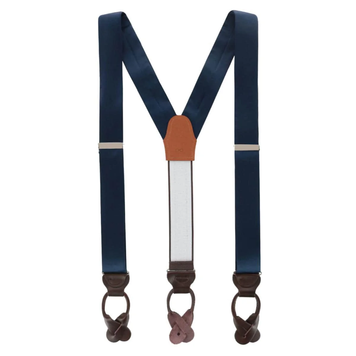 Dutton Solid Color Silk Button End Braces - Image 10