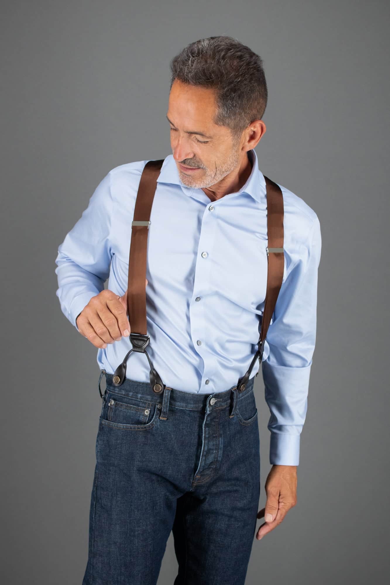 Dutton Solid Color Silk Button End Braces - Image 17