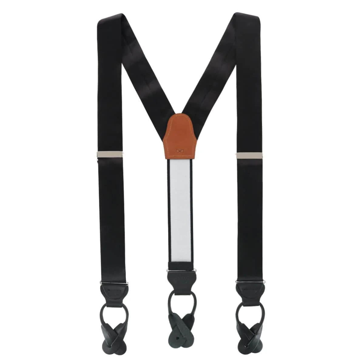 Dutton Solid Color Silk Button End Braces - Image 7