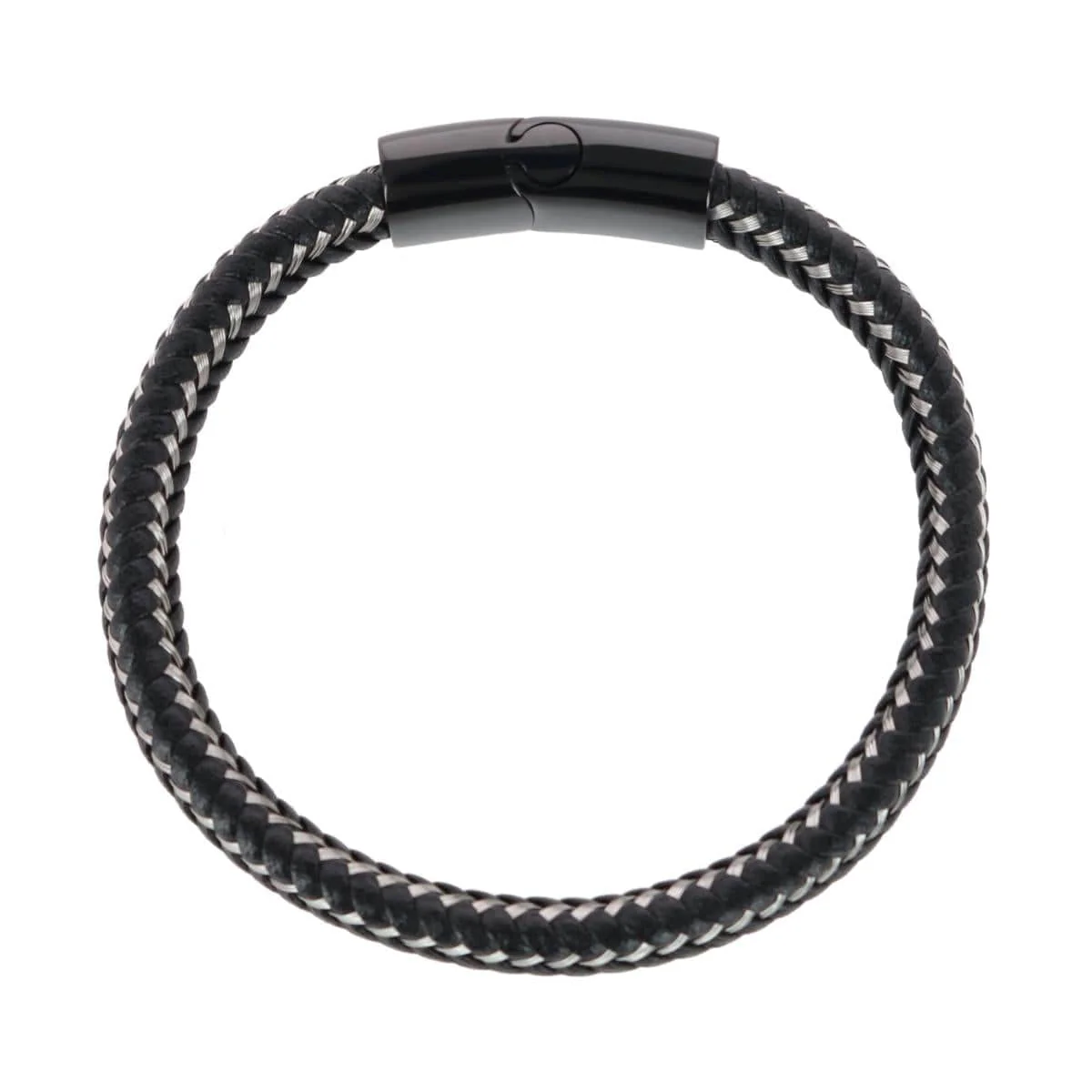 Esteban Black and Silver Braided Bracelet - Image 3