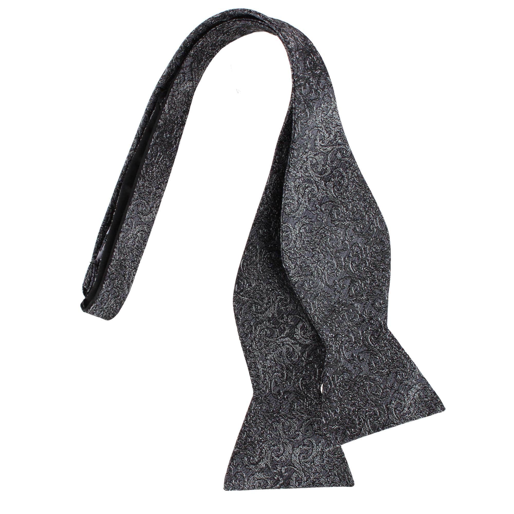 Esteban Scrolling Vines Tone on Tone Patterned Silk Self Tie Bow Tie - Image 3