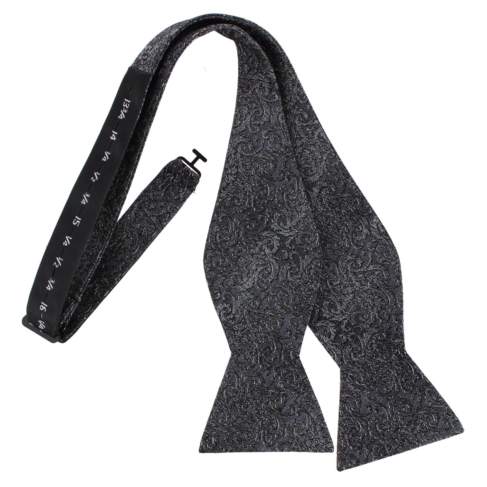 Esteban Scrolling Vines Tone on Tone Patterned Silk Self Tie Bow Tie - Image 4
