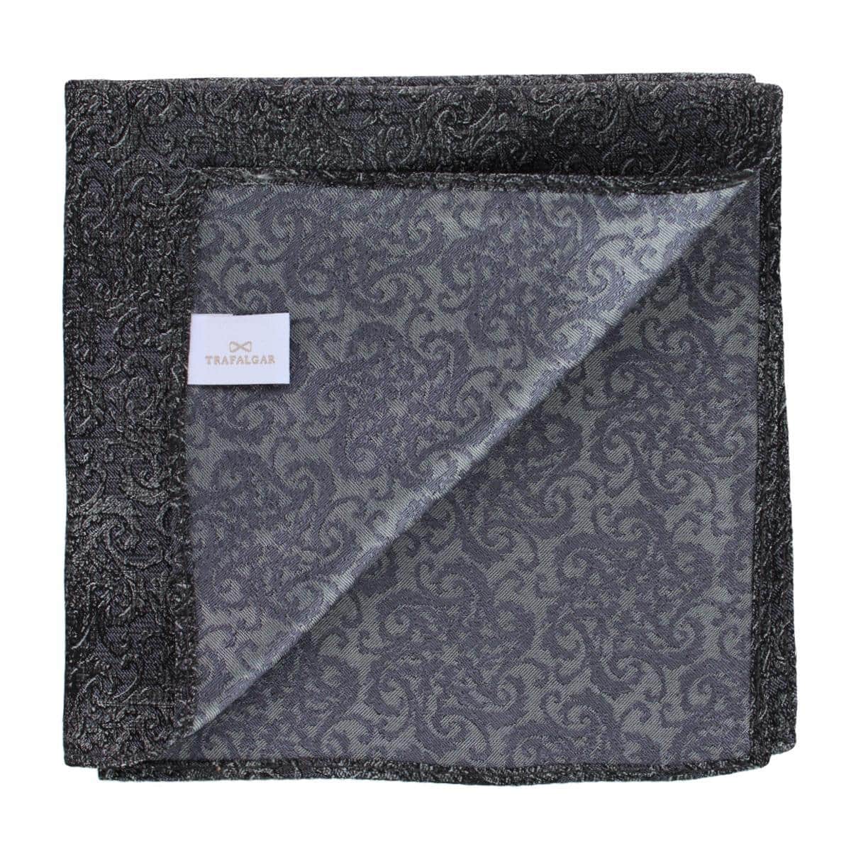 Esteban Scrolling Vines Tone on Tone Patterned Silk 12x12 Pocket Square - Image 4