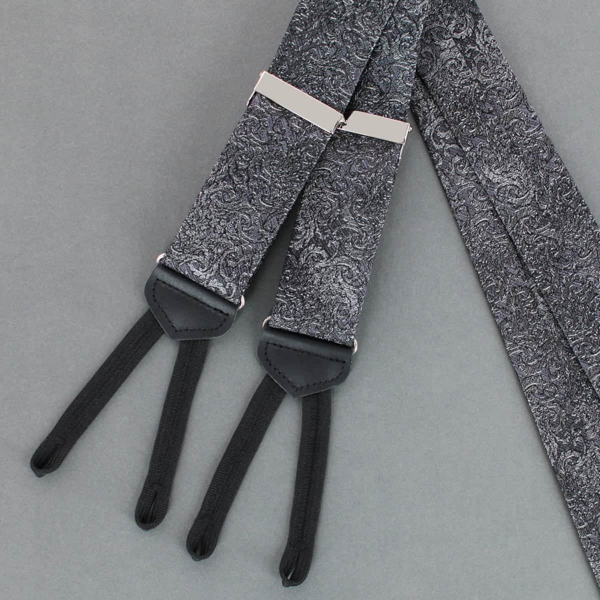 Esteban Scrolling Vines Tone on Tone Patterned Silk Formal End Brace - Image 5