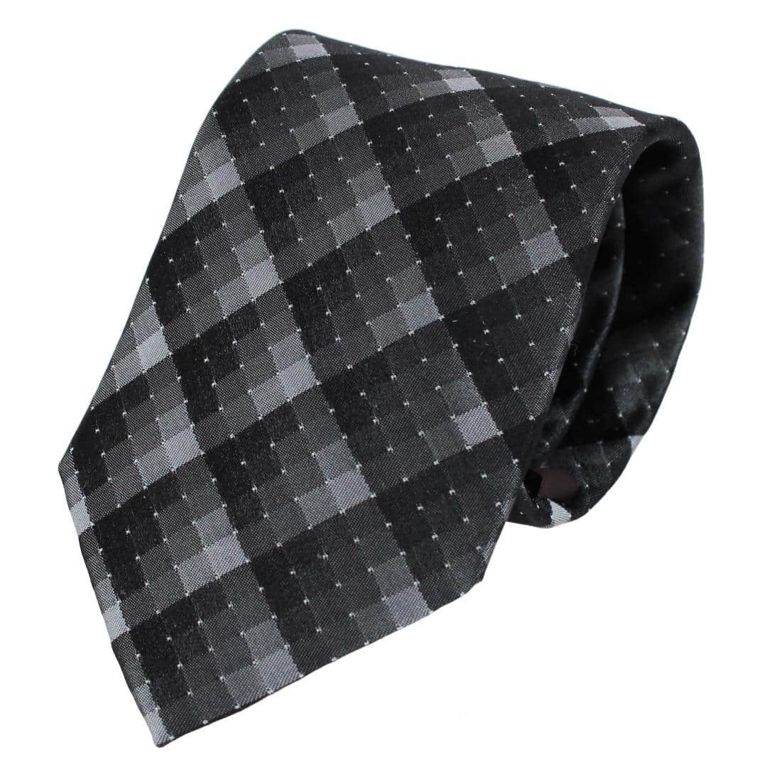 Falcon Grey and Silver Micro Square Business Silk Necktie - Image 2