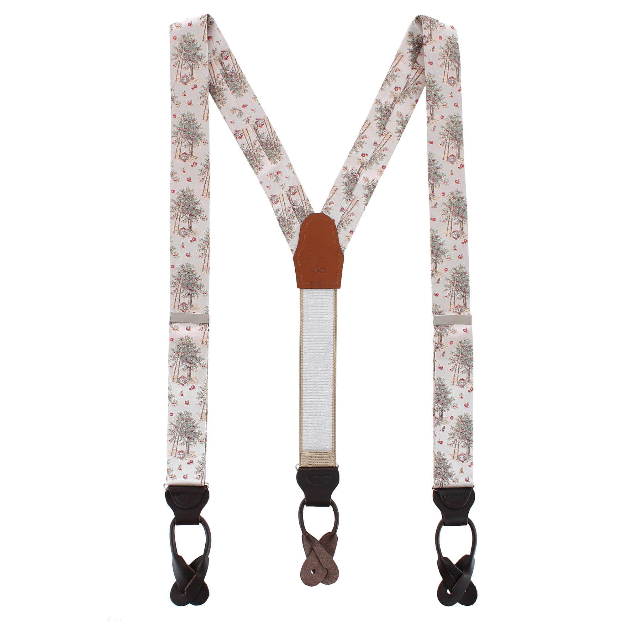 Fall Apple Orchard Silk Novelty Button End Braces - Image 3
