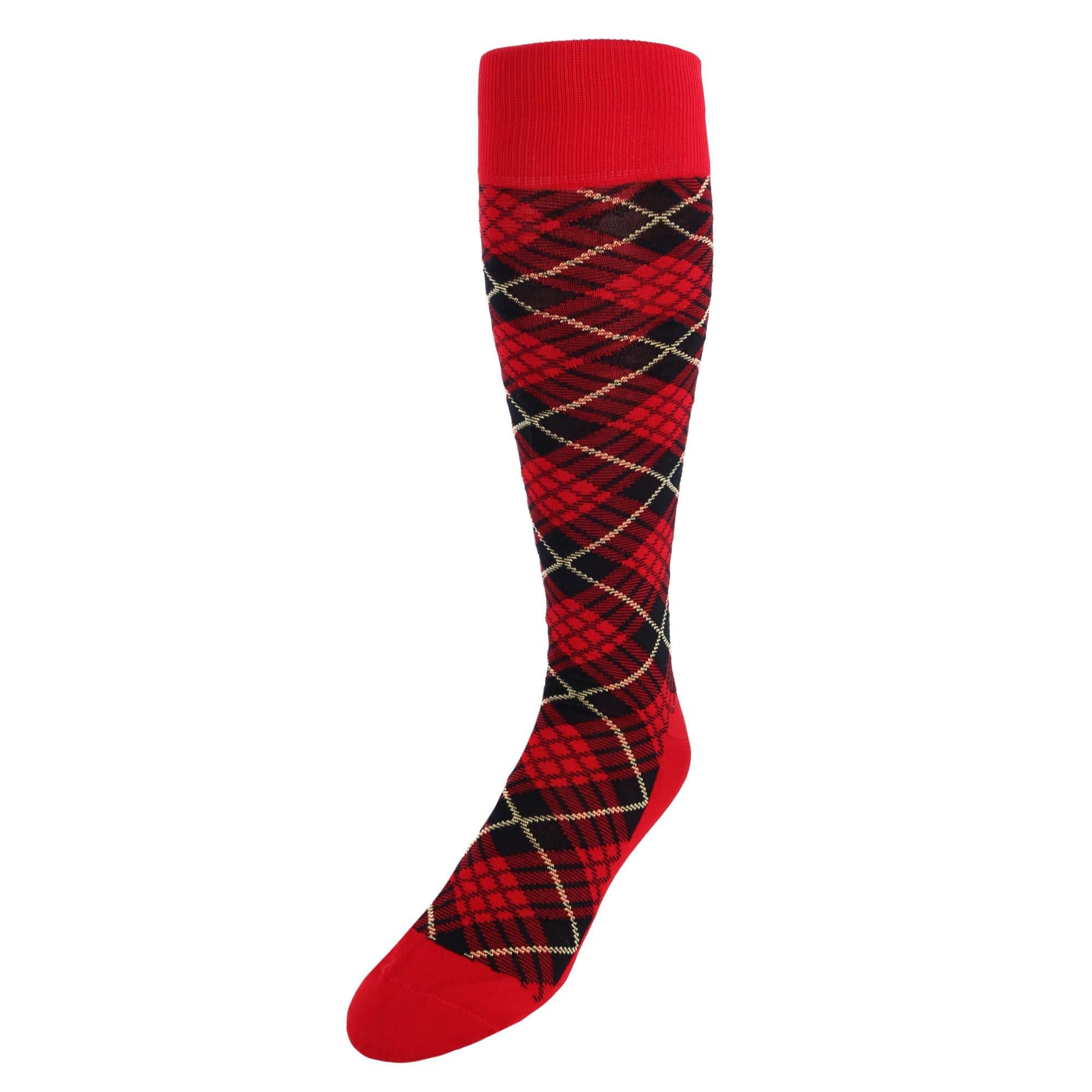 Finn Tartan Plaid Over The Calf Mercerized Cotton Socks - Image 3