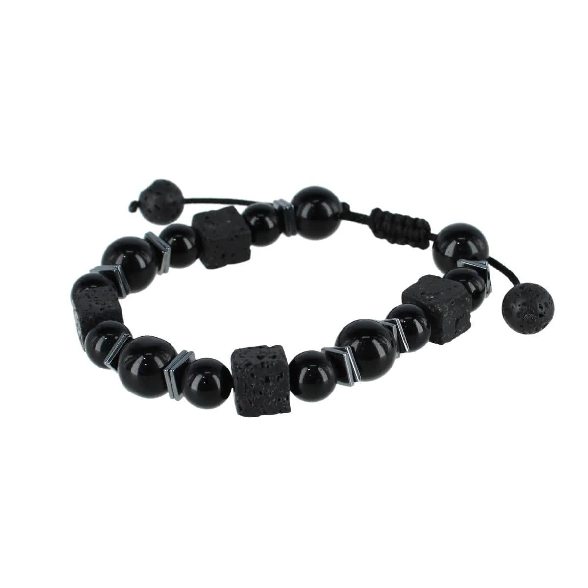 Flint Beaded Stone and Metallic Adjustable Bracelet - Image 2
