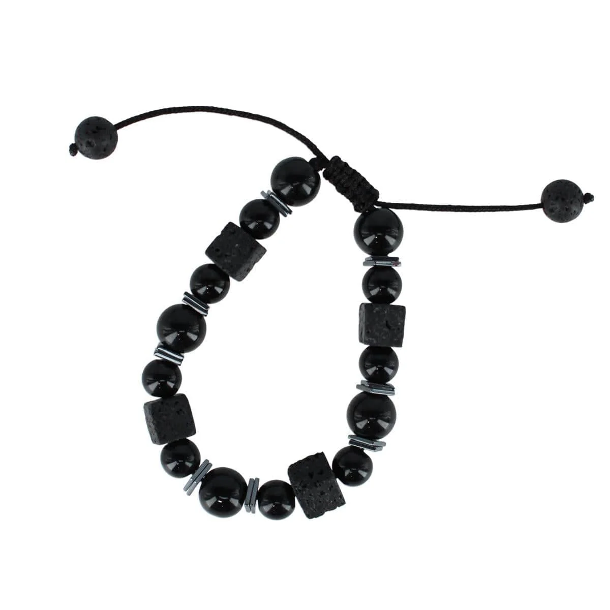 Flint Beaded Stone and Metallic Adjustable Bracelet - Image 3