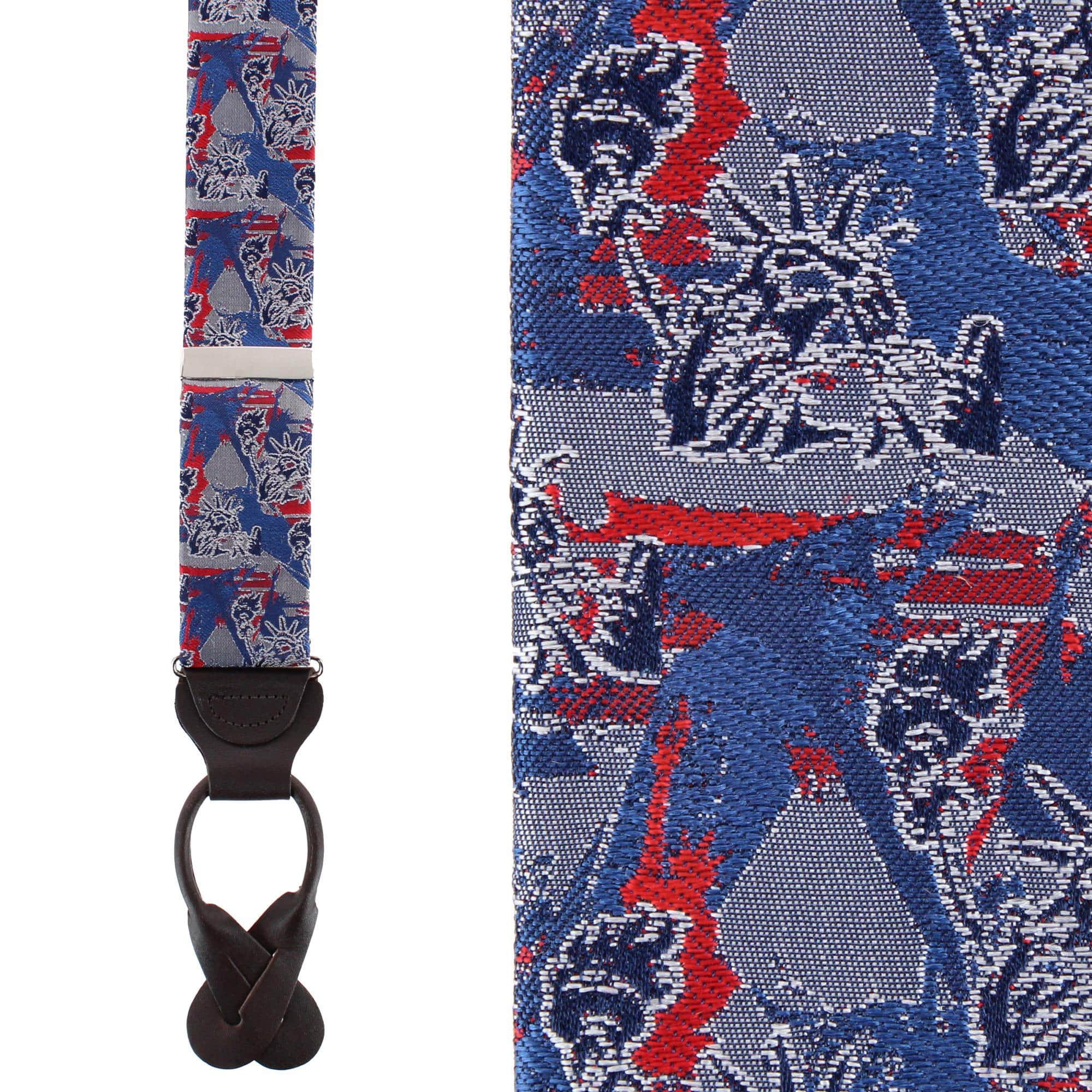 Freedom's Torch Patriotic Silk Novelty Button End Braces - Image 2