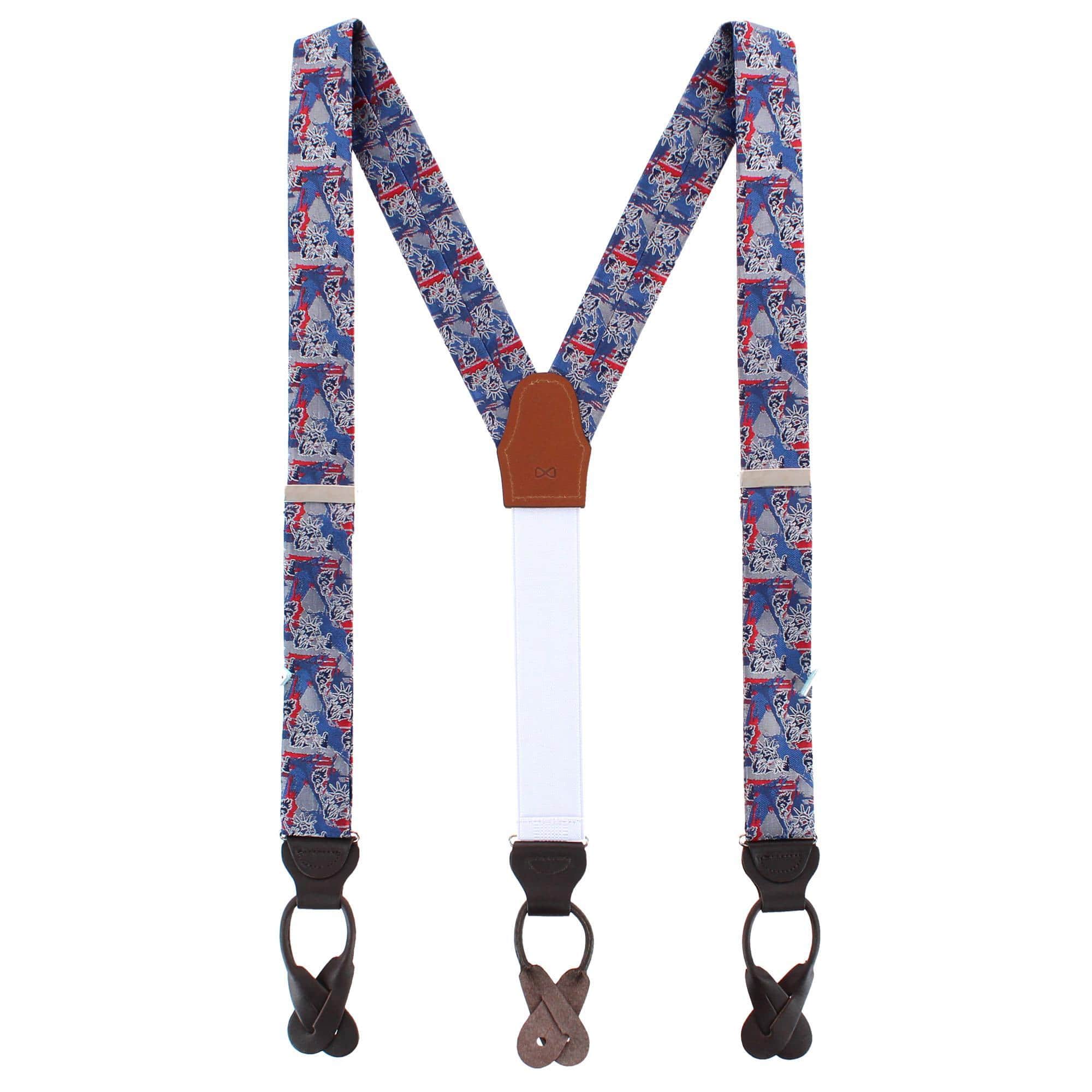Freedom's Torch Patriotic Silk Novelty Button End Braces - Image 3