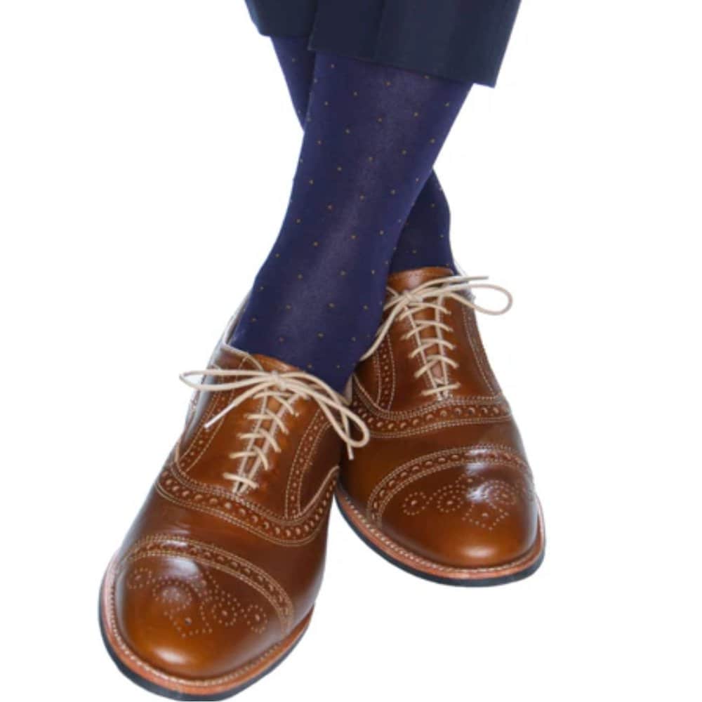 Gerald Classic Pin Dot Mercerized Cotton Mid-Calf Socks - Image 3
