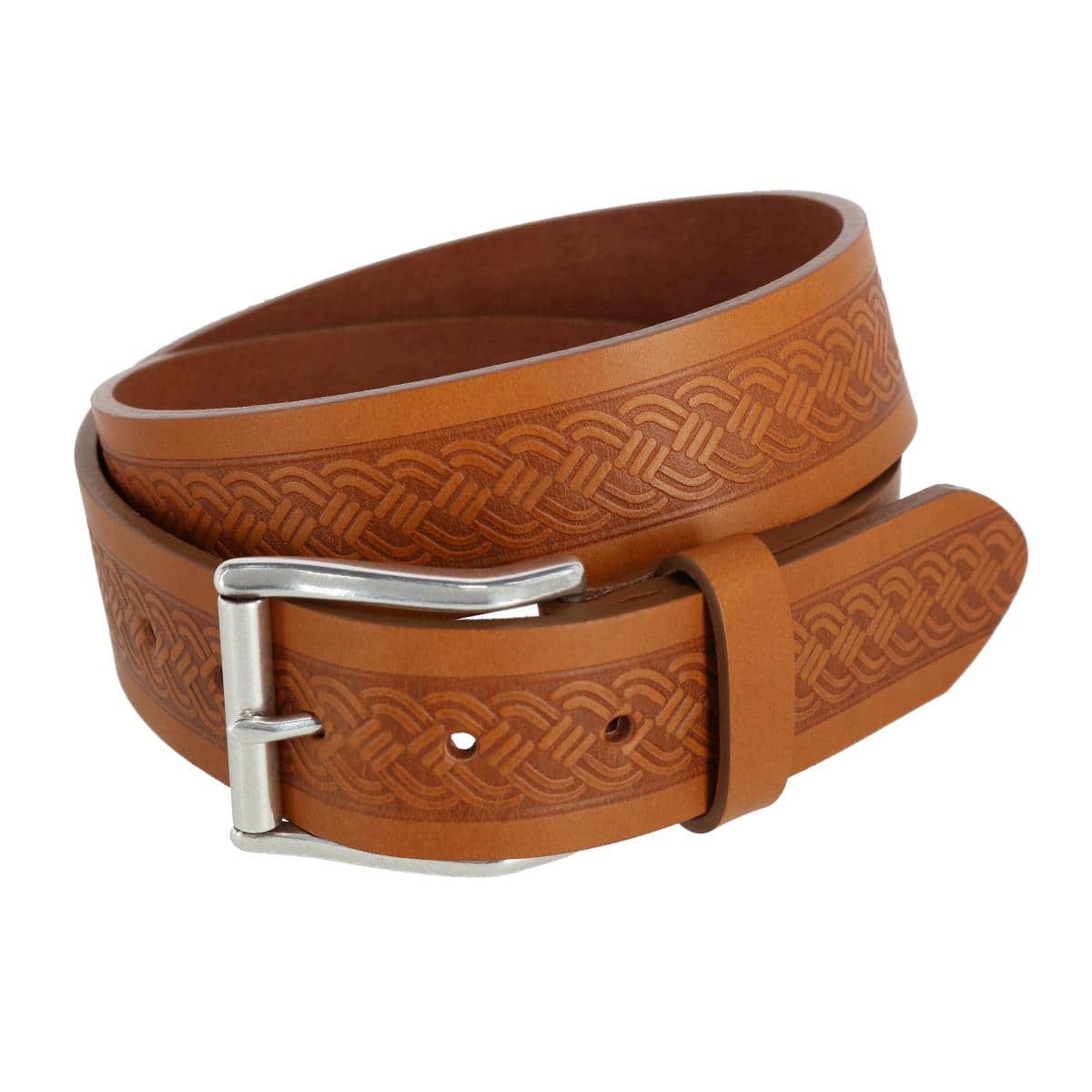 Grady 40mm Celtic Scroll Embossed Leather Jean Belt - Image 3